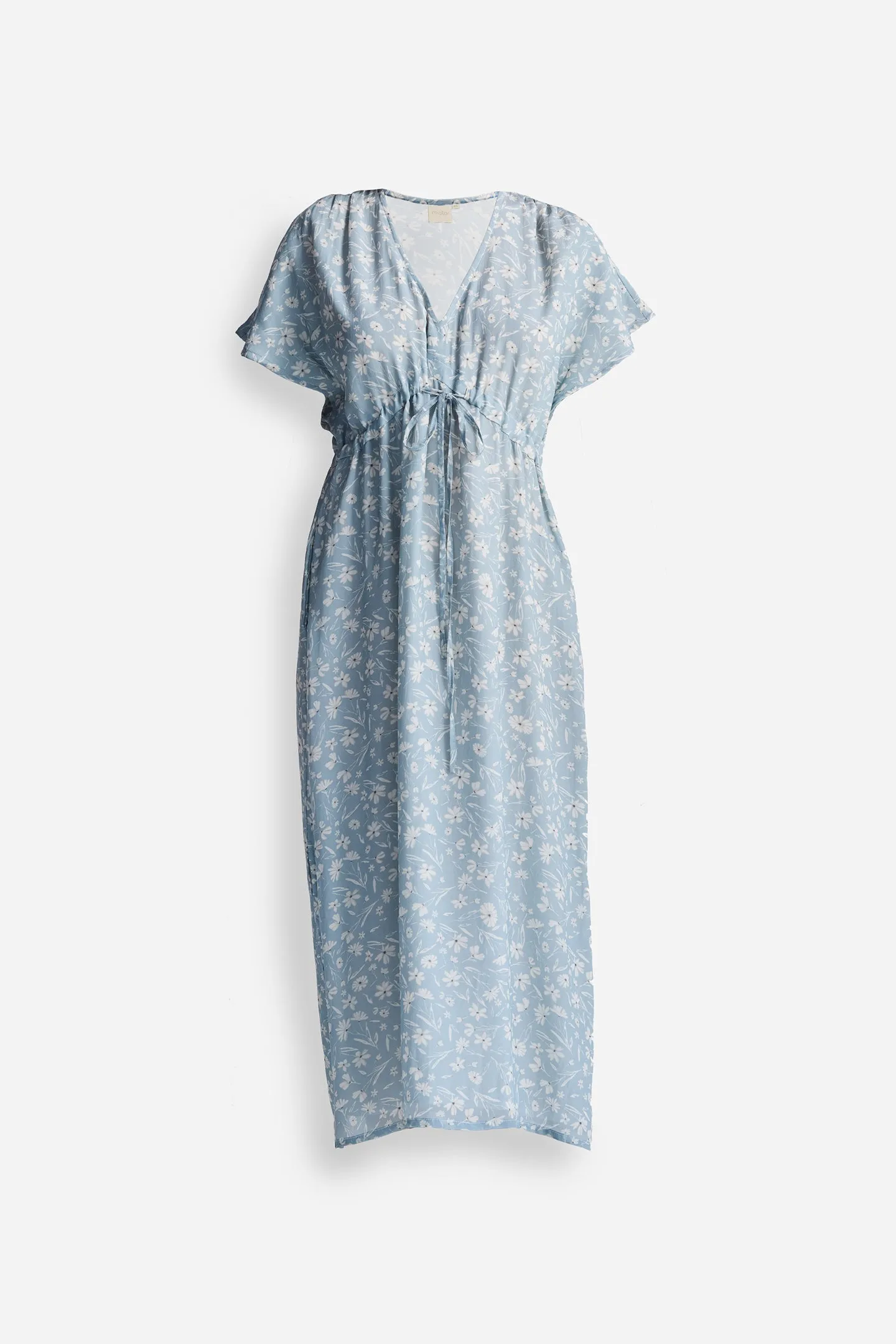 Reistor Gathered Maxi Dress in Light Blue Florals | NEW COLLECTION
