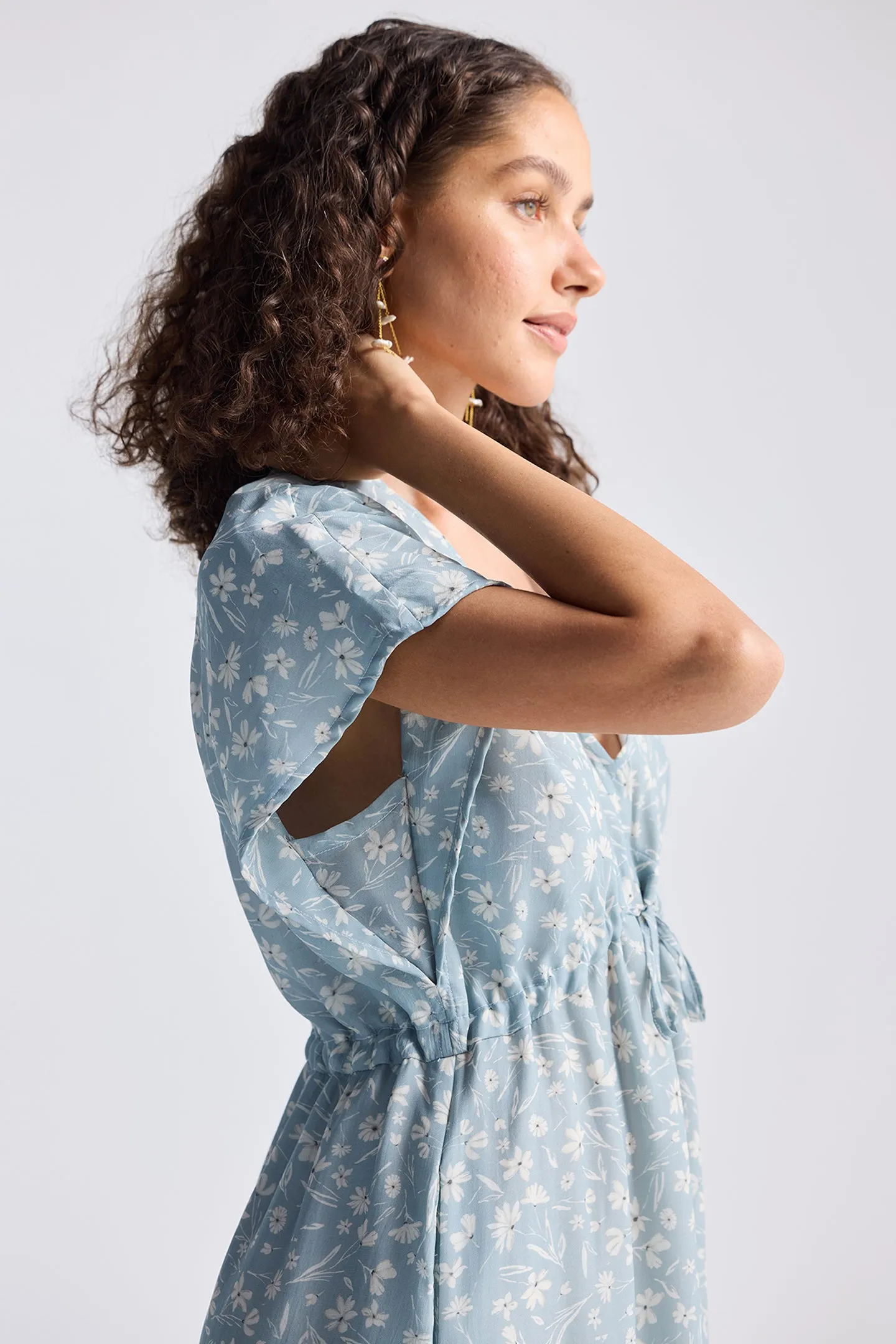 Reistor Gathered Maxi Dress in Light Blue Florals | NEW COLLECTION