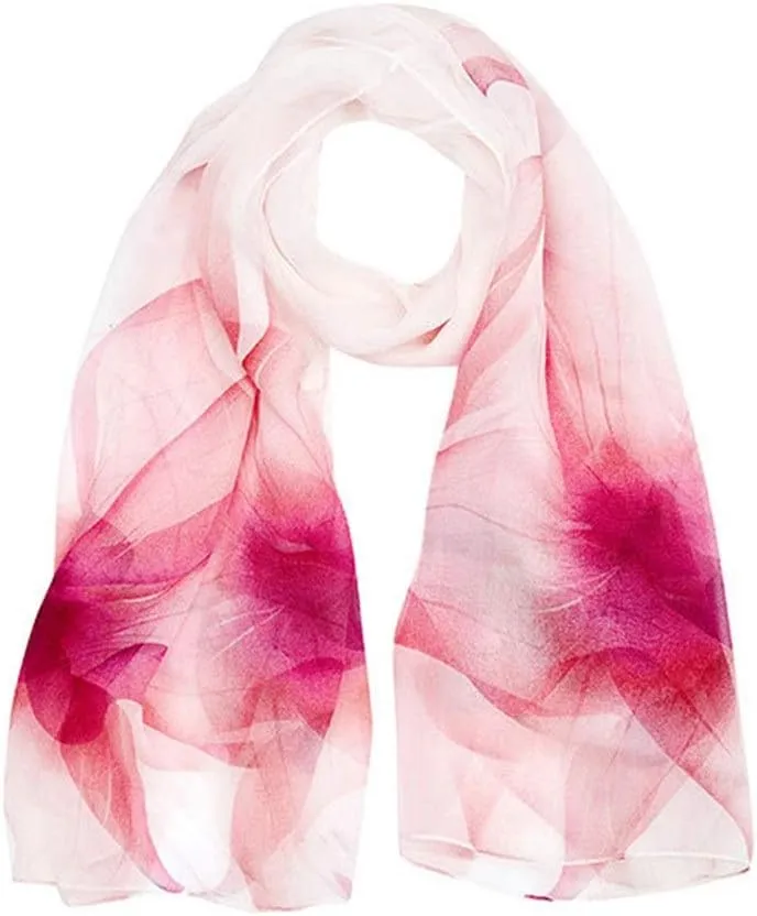 Scarf, Square Large Neck Scarf Woman's Silk Scarf Digital Printed Neck Scarf Spring Breathable Chiffon Shawl Soft Lightweight (Red 175x110CM)