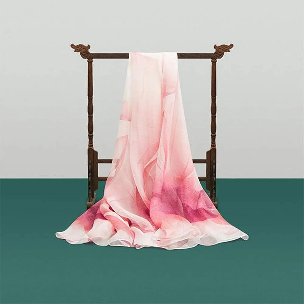 Scarf, Square Large Neck Scarf Woman's Silk Scarf Digital Printed Neck Scarf Spring Breathable Chiffon Shawl Soft Lightweight (Red 175x110CM)