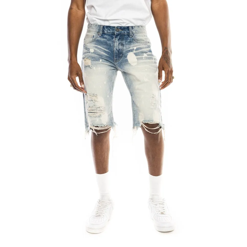 Slim Basic Jean Shorts - Cardiff Blue