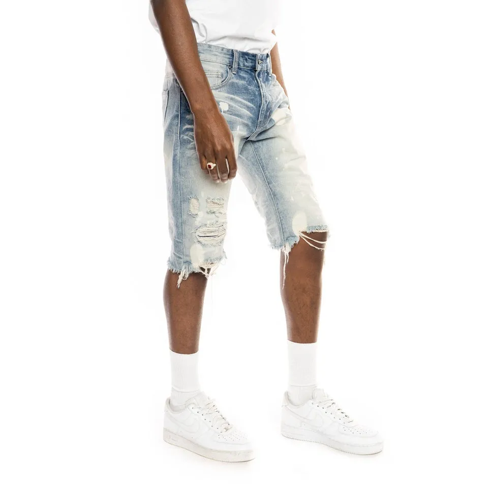 Slim Basic Jean Shorts - Cardiff Blue
