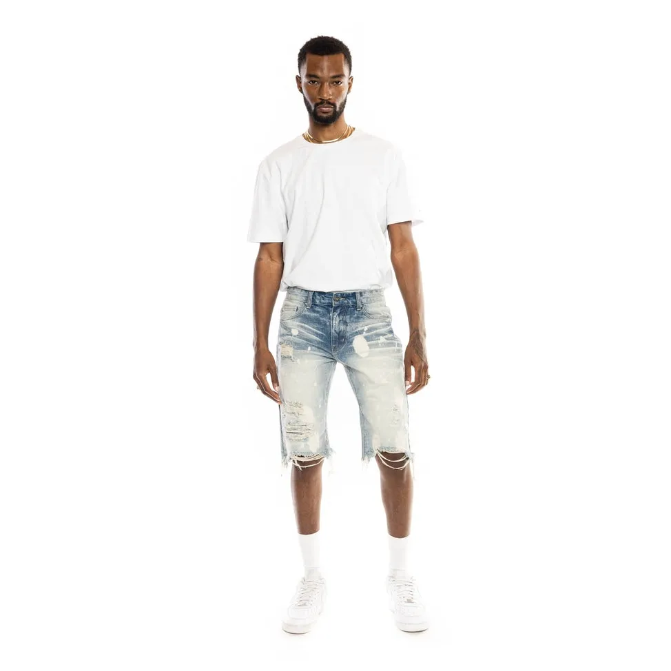 Slim Basic Jean Shorts - Cardiff Blue