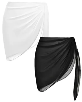 Soft Silky Chiffon Coverup Sarong Cover Ups For Women-White