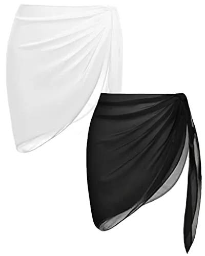 Soft Silky Chiffon Coverup Sarong Cover Ups For Women-White