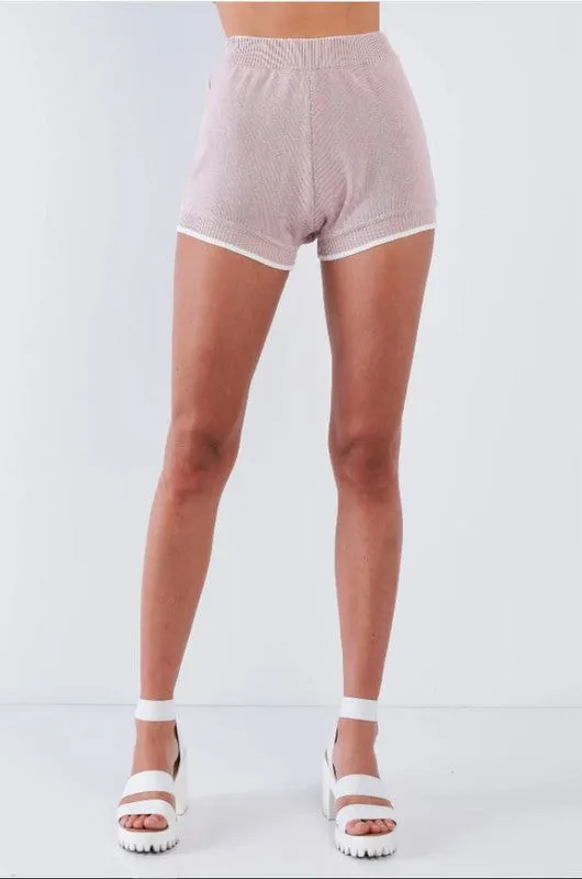 Striped Crop High Waisted Short