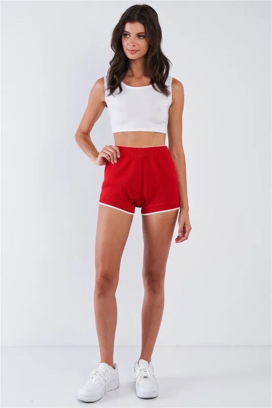 Striped Crop High Waisted Short