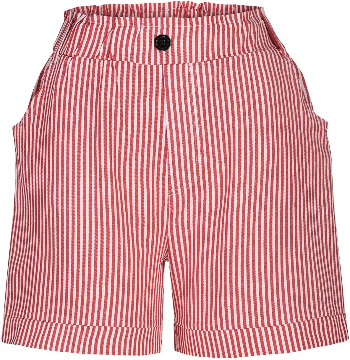 Striped Shorts for Women Inch Inseam Cotton Linen Stretchy Lounge Shorts Comfy Lounge Baggy Shorts with Pockets