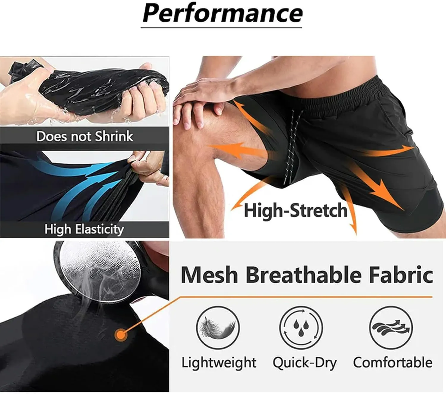 Stylish Men Running Gym Sport Quick Dry Shorts with Liner Summer Casual Print Beach Shorts Men's Swim Trunks