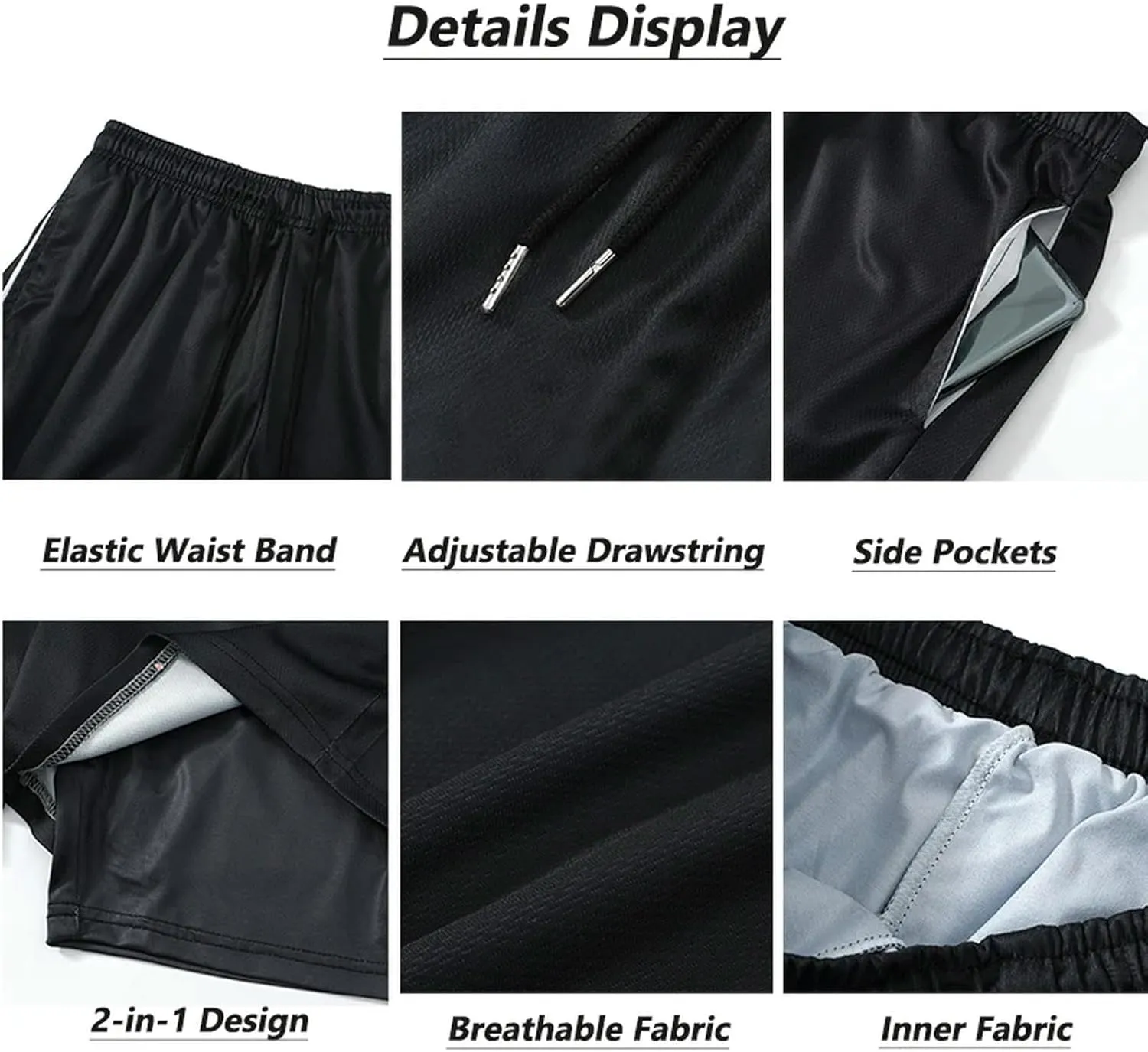 Stylish Men Running Gym Sport Quick Dry Shorts with Liner Summer Casual Print Beach Shorts Men's Swim Trunks