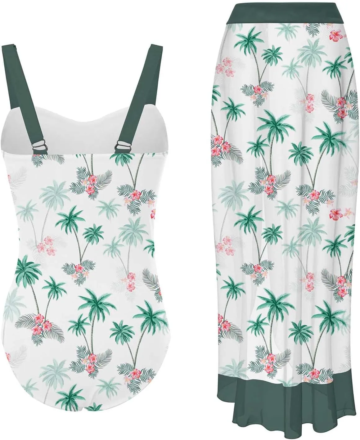 uideazone Girls One Piece Swimsuit with Cover Up Wrap Skirt Set Cool Printed Two Piece Bathing Suit 6-12T