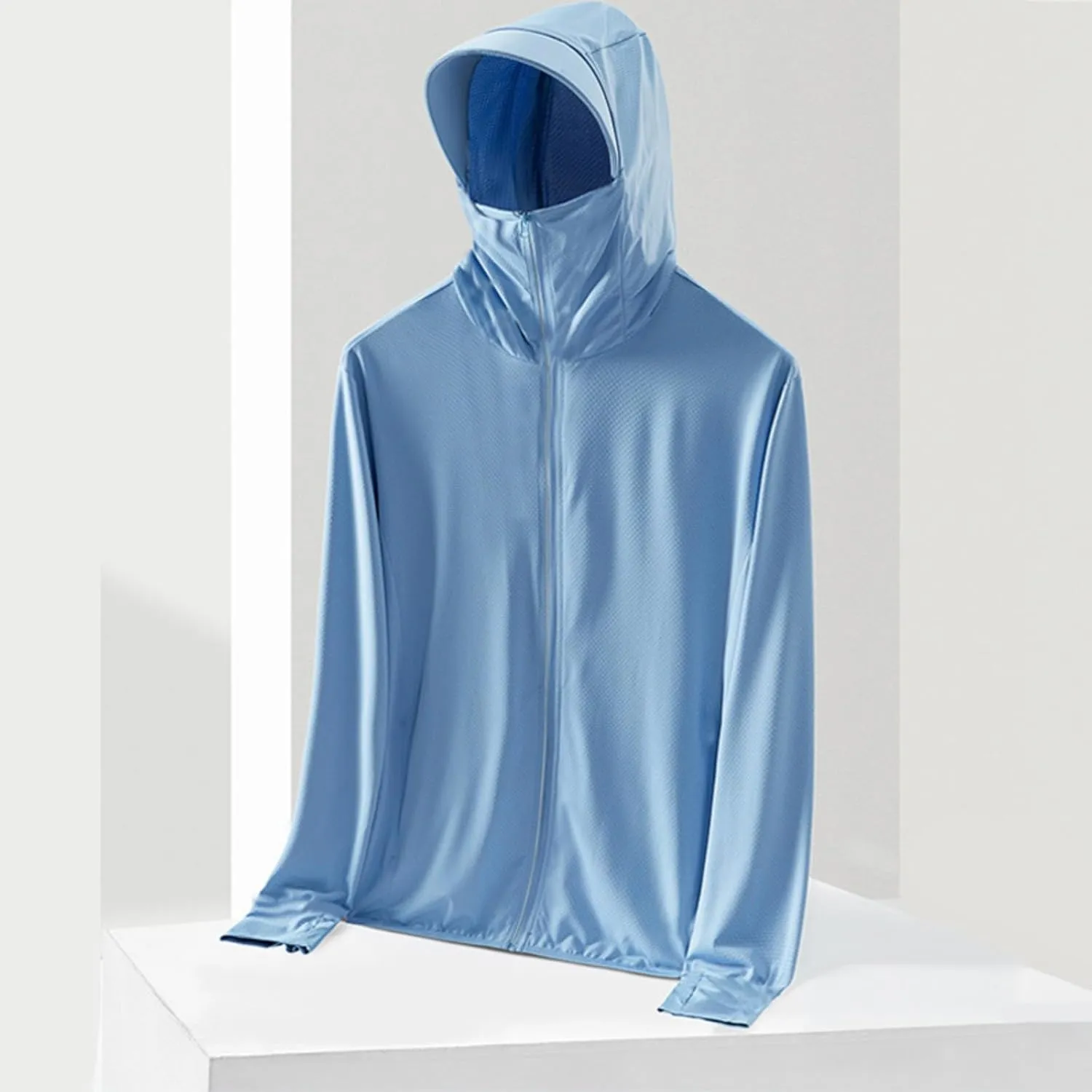Unisex UPF 50  Light Jacket Full Zip Sun Protection Hoodie Long Sleeve Sun Shirts UV Fishing Hiking Athletic Running Outwear