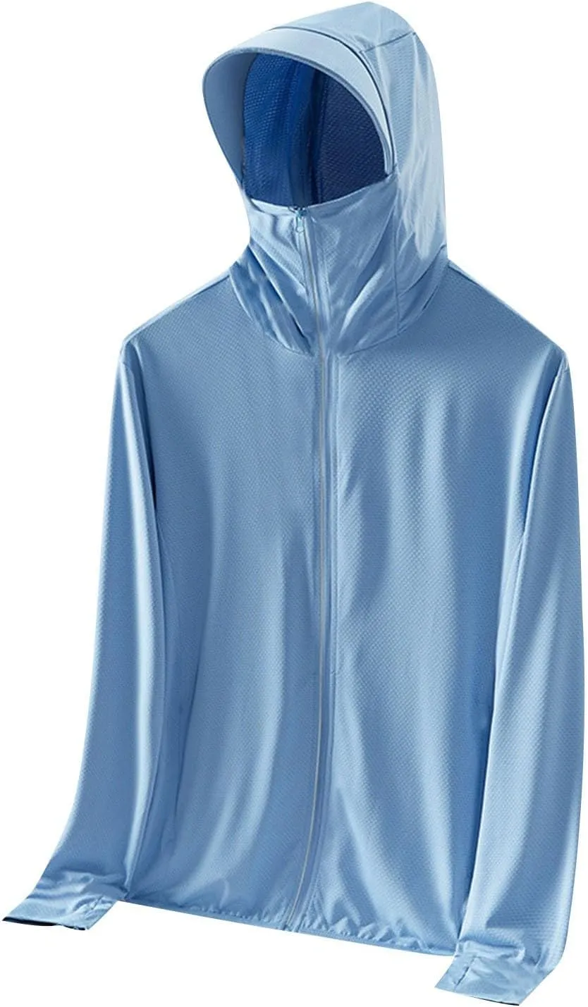 Unisex UPF 50  Light Jacket Full Zip Sun Protection Hoodie Long Sleeve Sun Shirts UV Fishing Hiking Athletic Running Outwear