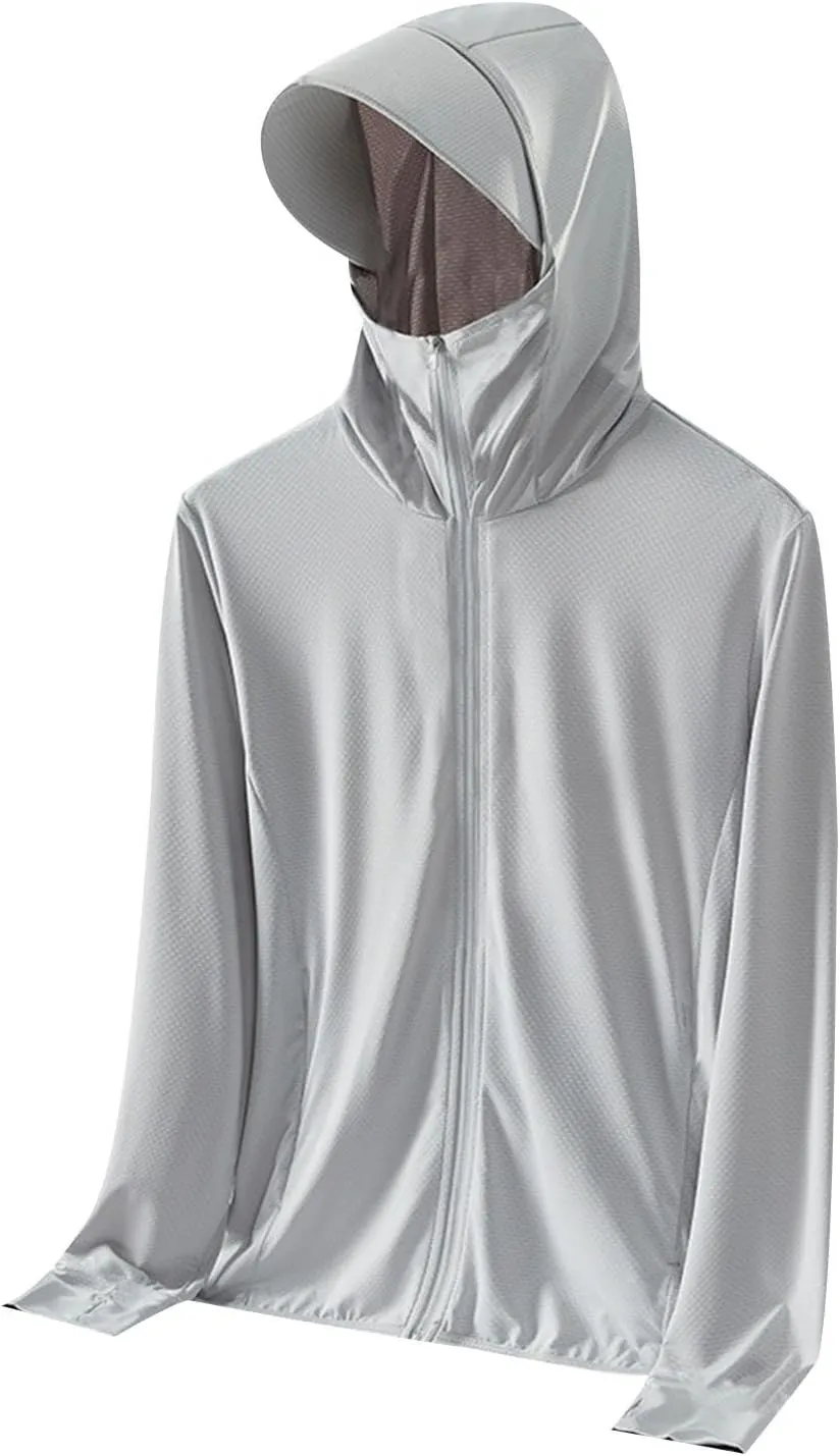 Unisex UPF 50  Light Jacket Full Zip Sun Protection Hoodie Long Sleeve Sun Shirts UV Fishing Hiking Athletic Running Outwear