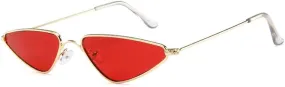 Vintage Cat eye Sunglasses Men Women Unique Triangle Sun Glasses Female Yellow Metal Eyeglasses UV400