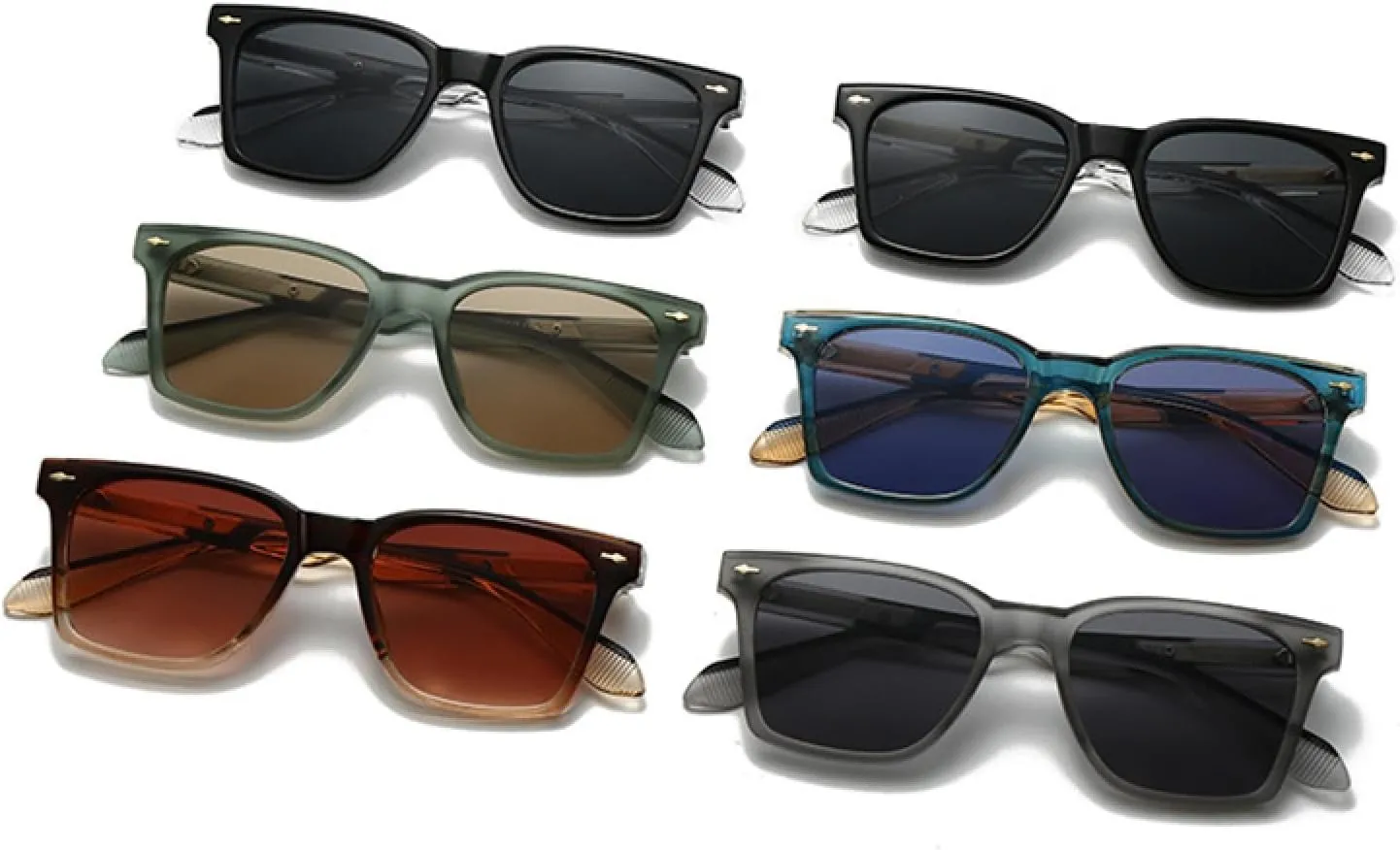 Vintage Women Luxury Sunglasses Fashion Rivets Blue Green Shades Uv400 Men