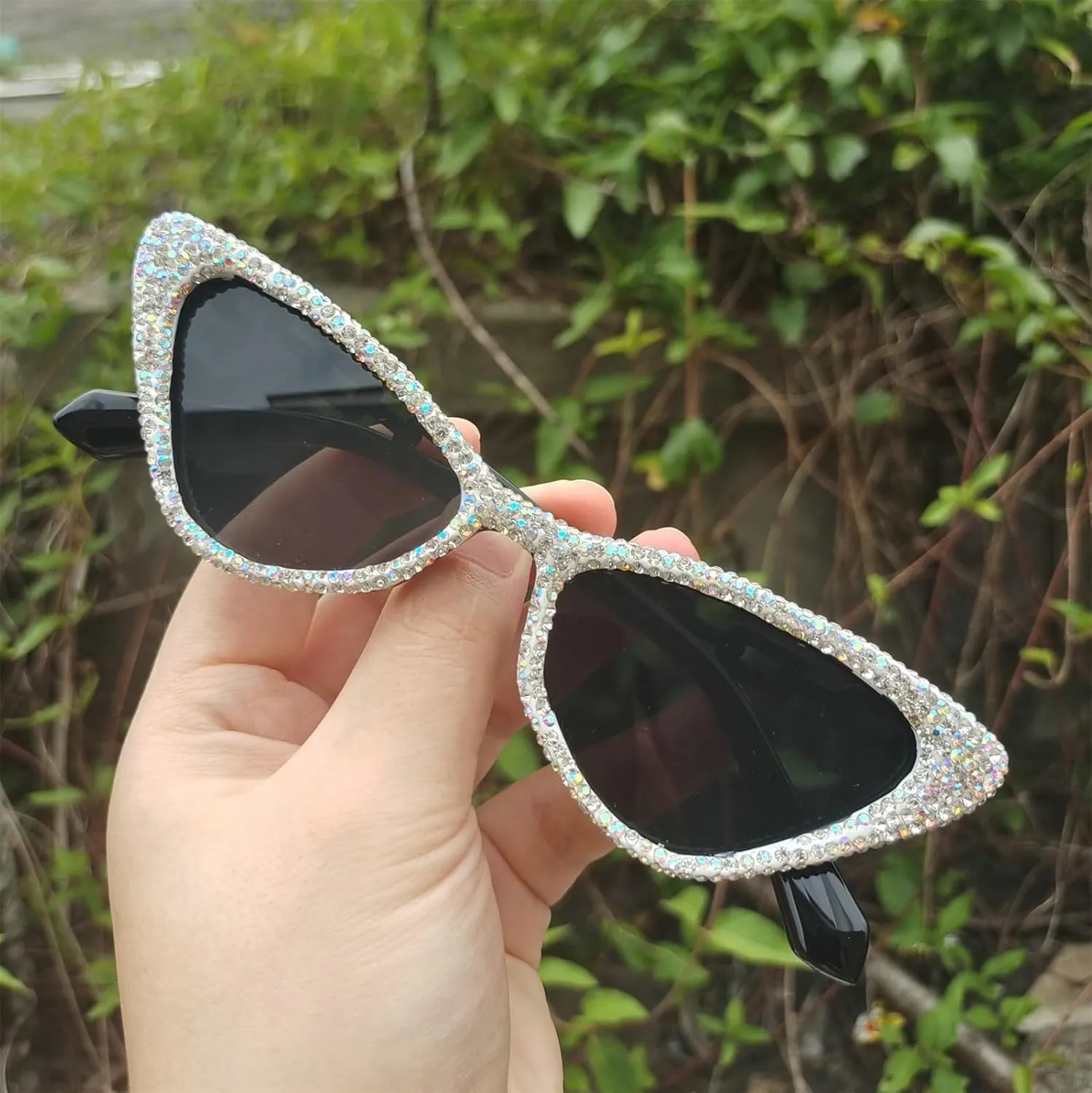 willochra Bling Rhinestones Sunglasses Women Cat Eye Diamond Sun Glasses Female Fashion Square Eyeglasses