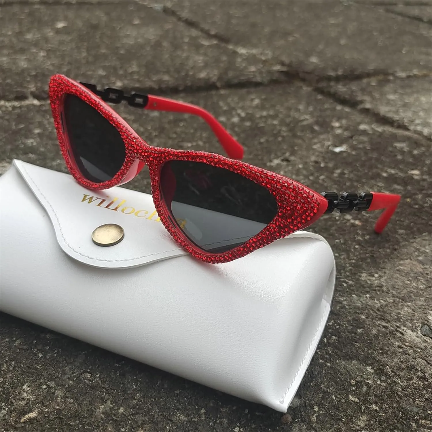 willochra Bling Rhinestones Sunglasses Women Cat Eye Diamond Sun Glasses Female Fashion Square Eyeglasses