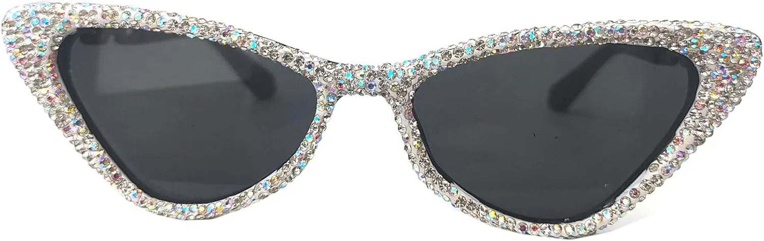 willochra Bling Rhinestones Sunglasses Women Cat Eye Diamond Sun Glasses Female Fashion Square Eyeglasses