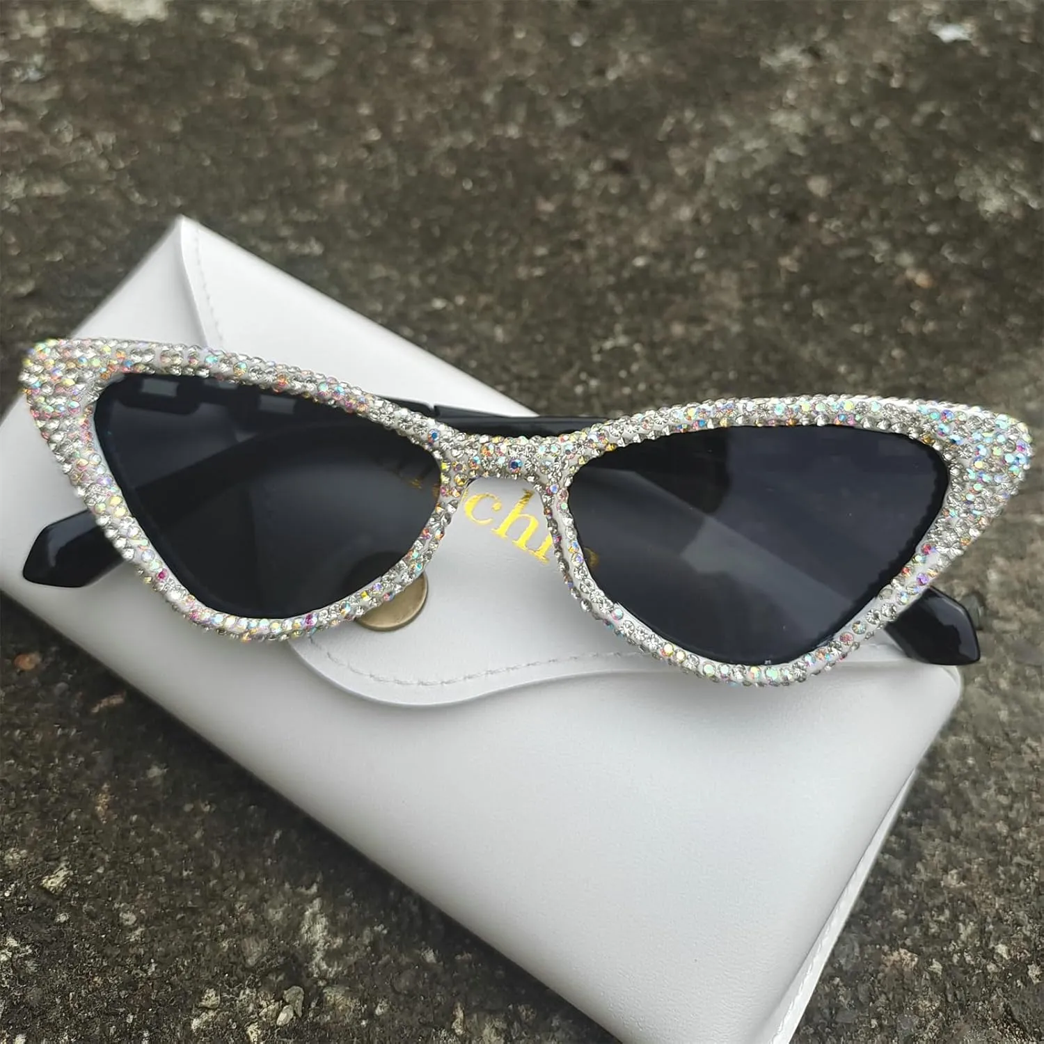 willochra Bling Rhinestones Sunglasses Women Cat Eye Diamond Sun Glasses Female Fashion Square Eyeglasses