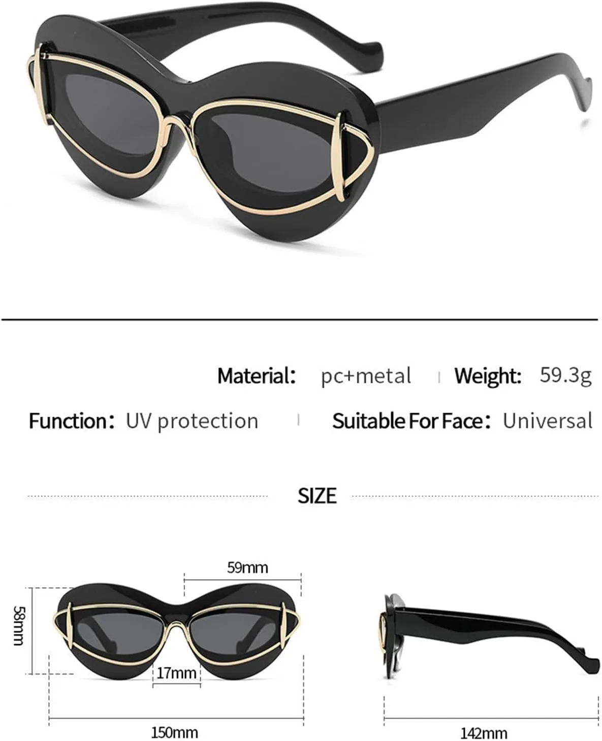 willochra Cat Eye Sunglasses Women 2024 Luxury Vintage Y2k Punk Sun Glasses For Men Double Frame Retro Eyewear Shades UV400