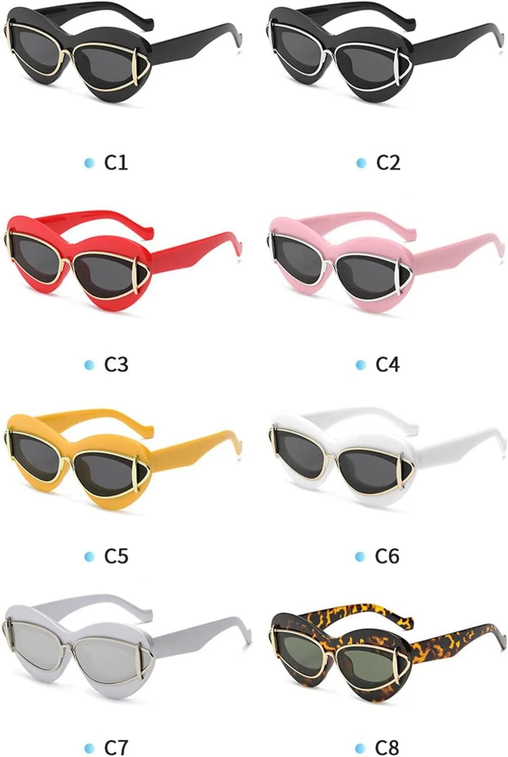 willochra Cat Eye Sunglasses Women 2024 Luxury Vintage Y2k Punk Sun Glasses For Men Double Frame Retro Eyewear Shades UV400