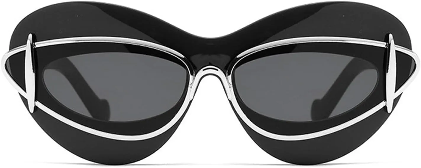 willochra Cat Eye Sunglasses Women 2024 Luxury Vintage Y2k Punk Sun Glasses For Men Double Frame Retro Eyewear Shades UV400