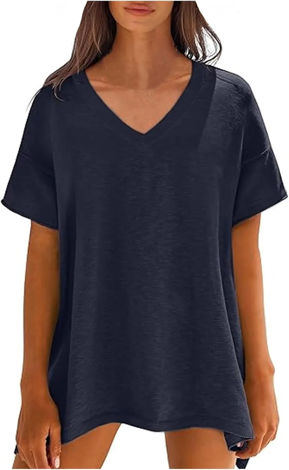 Women Summer Pullover Top for Leggings Oversized Short Sleeve Drop Shoulder Casual T-Shirts Trendy Tees 2025