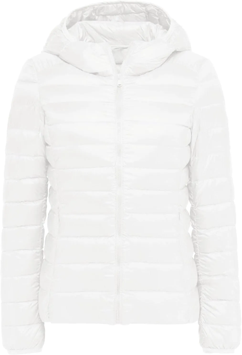 Women's Hooded Packable Ultra Light Weight Short Down Jacket Full-Zip Short Puffer Jackets