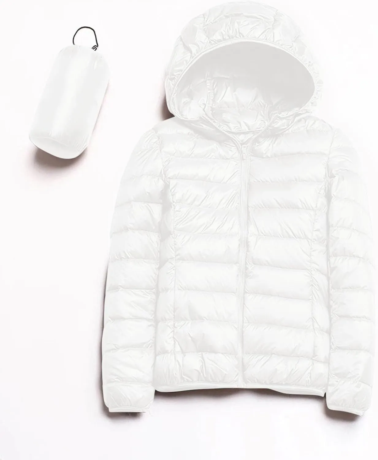 Women's Hooded Packable Ultra Light Weight Short Down Jacket Full-Zip Short Puffer Jackets