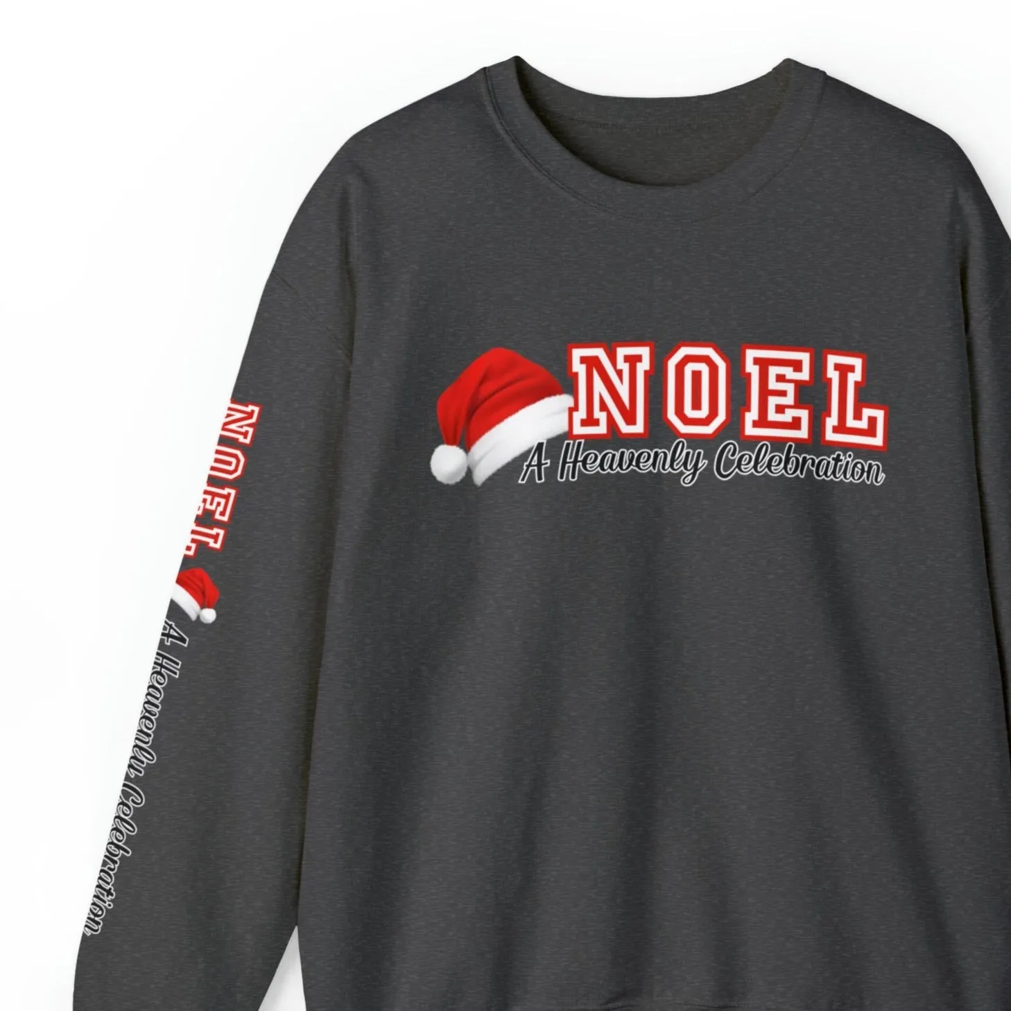 Women's 'Noel, a Heavenly Celebration' Sweatshirt with Santa Hat and Sleeve Detail