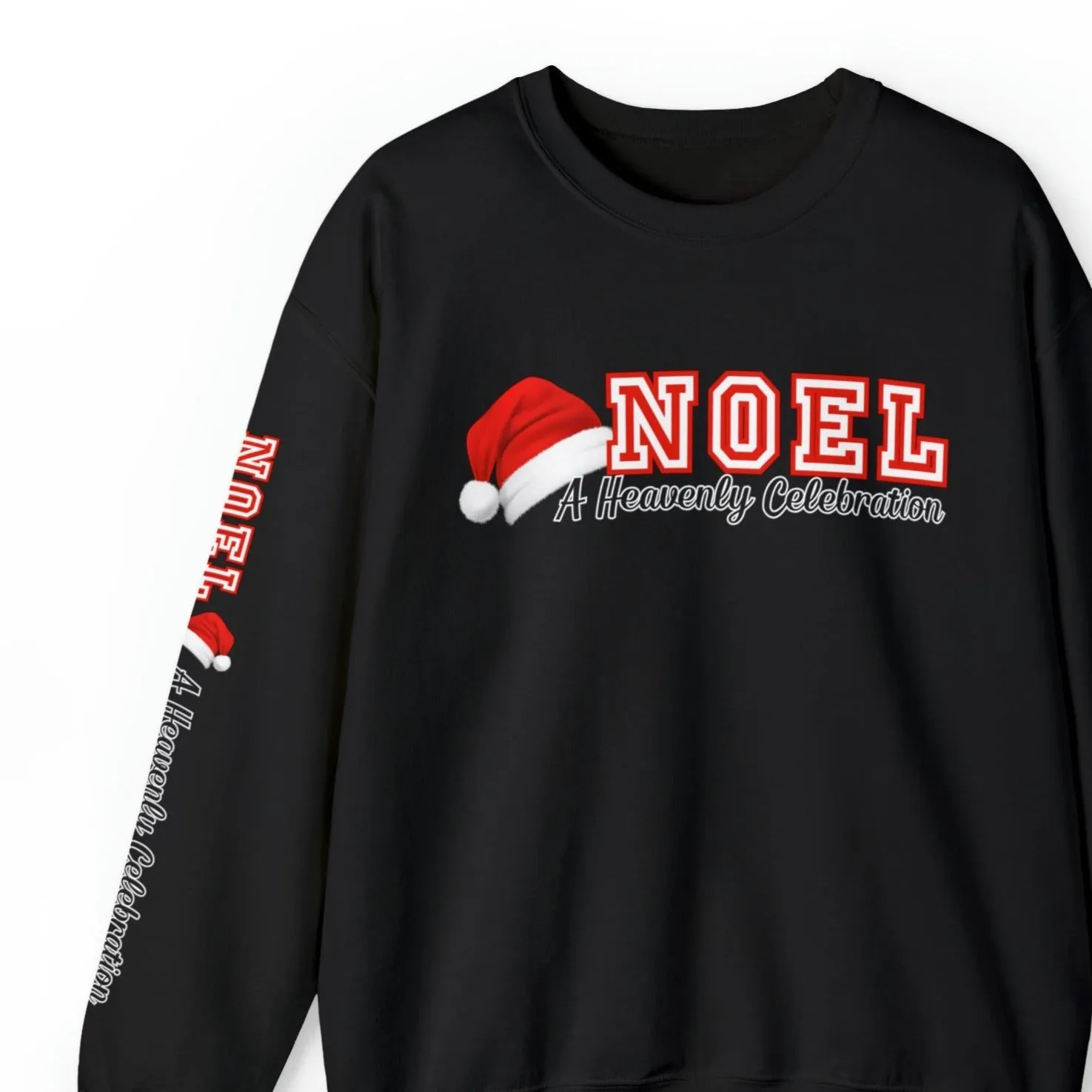 Women's 'Noel, a Heavenly Celebration' Sweatshirt with Santa Hat and Sleeve Detail