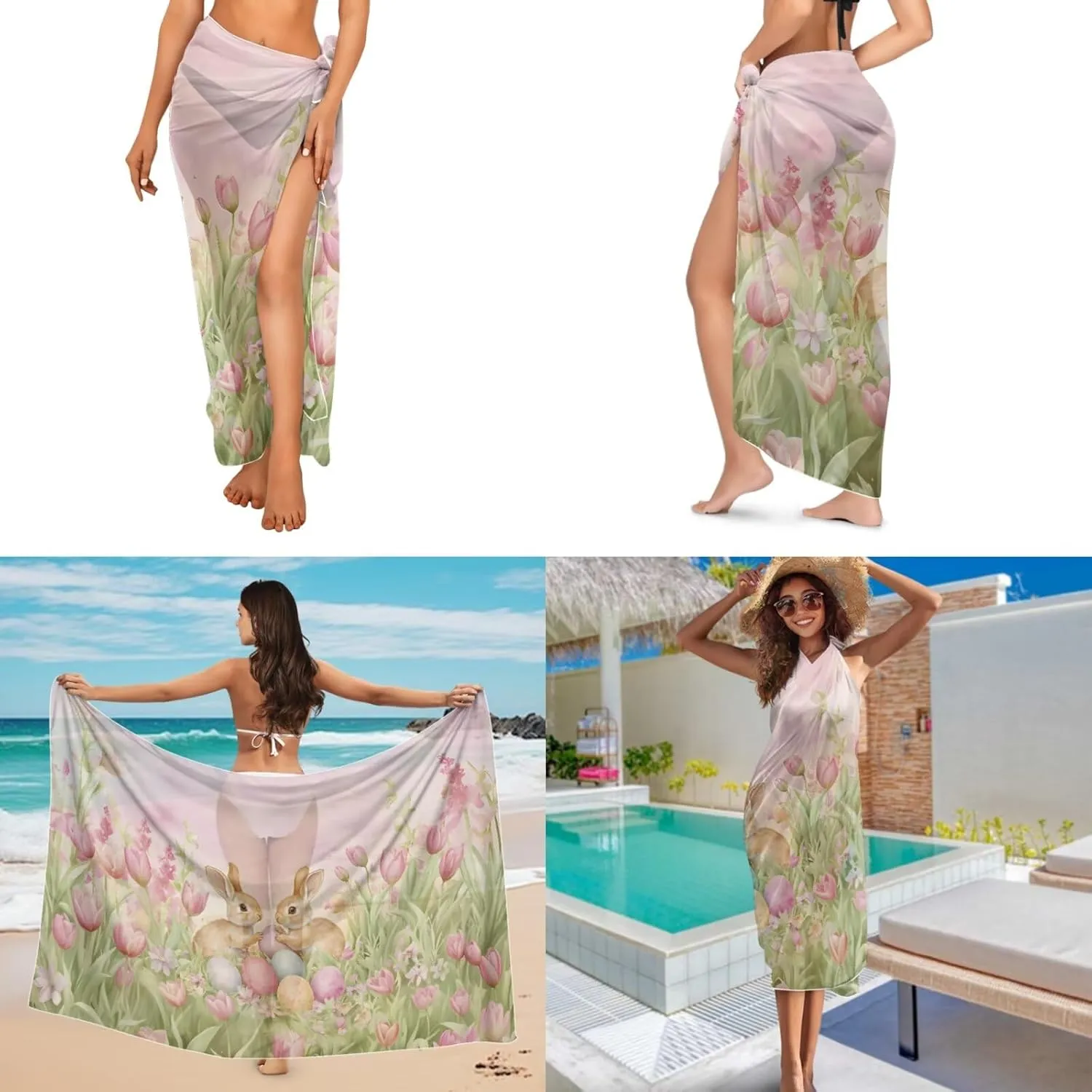 Womens One Piece Swimsuits with Sarong Coverups Ruffled Deep V Neck Bathing Suits with Bikini Cover up Beach Skirt