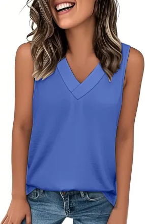 Womens Tank Tops 2025 Sleeveless Summer Vacation Beach Tee Shirts V Neck Comfy Casual Flowy T Shirts